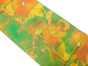 真下織物製　唐花模様織り出し　袋帯